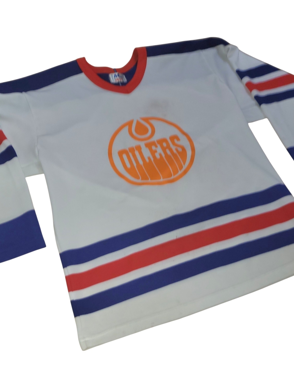 Vintage 90s Edmonton Oilers NHL White Retro Hockey Jersey - Orange Logo - Picture 2 of 4